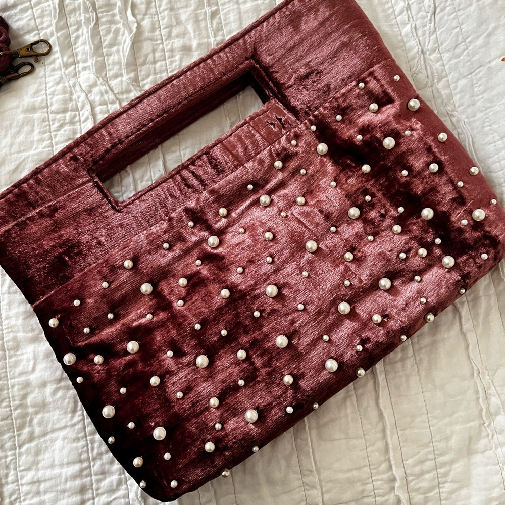 Anthropologie pink with pearls handbags/clutch